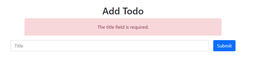 Add todo view with error message in laravel