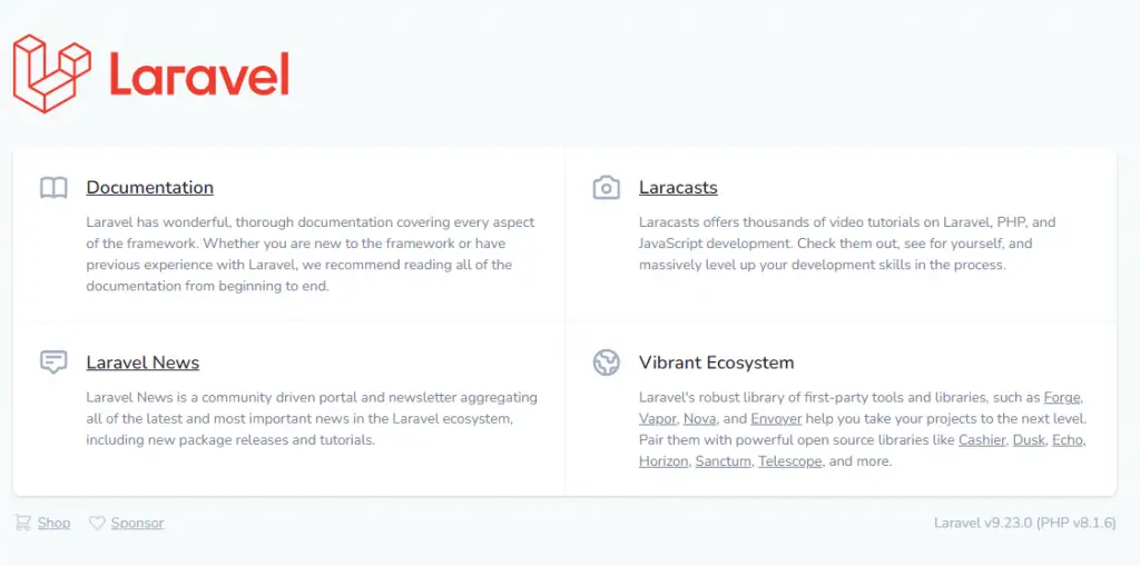 Laravel 9 Welcome Page