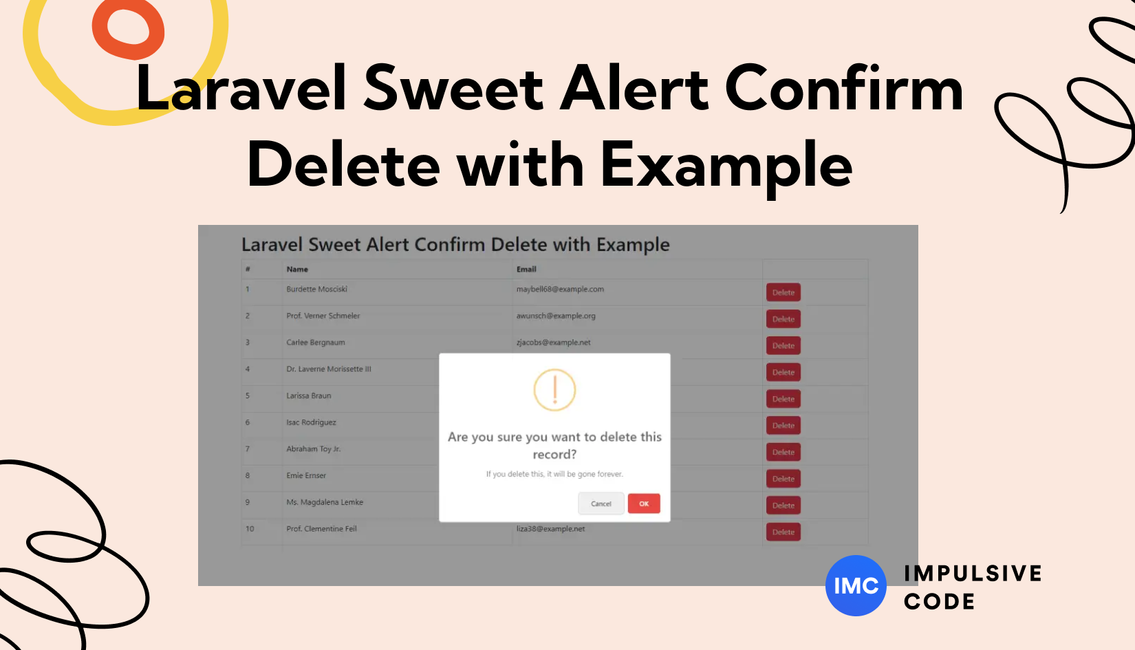 Laravel Sweet Alert Confirm Delete with Example
